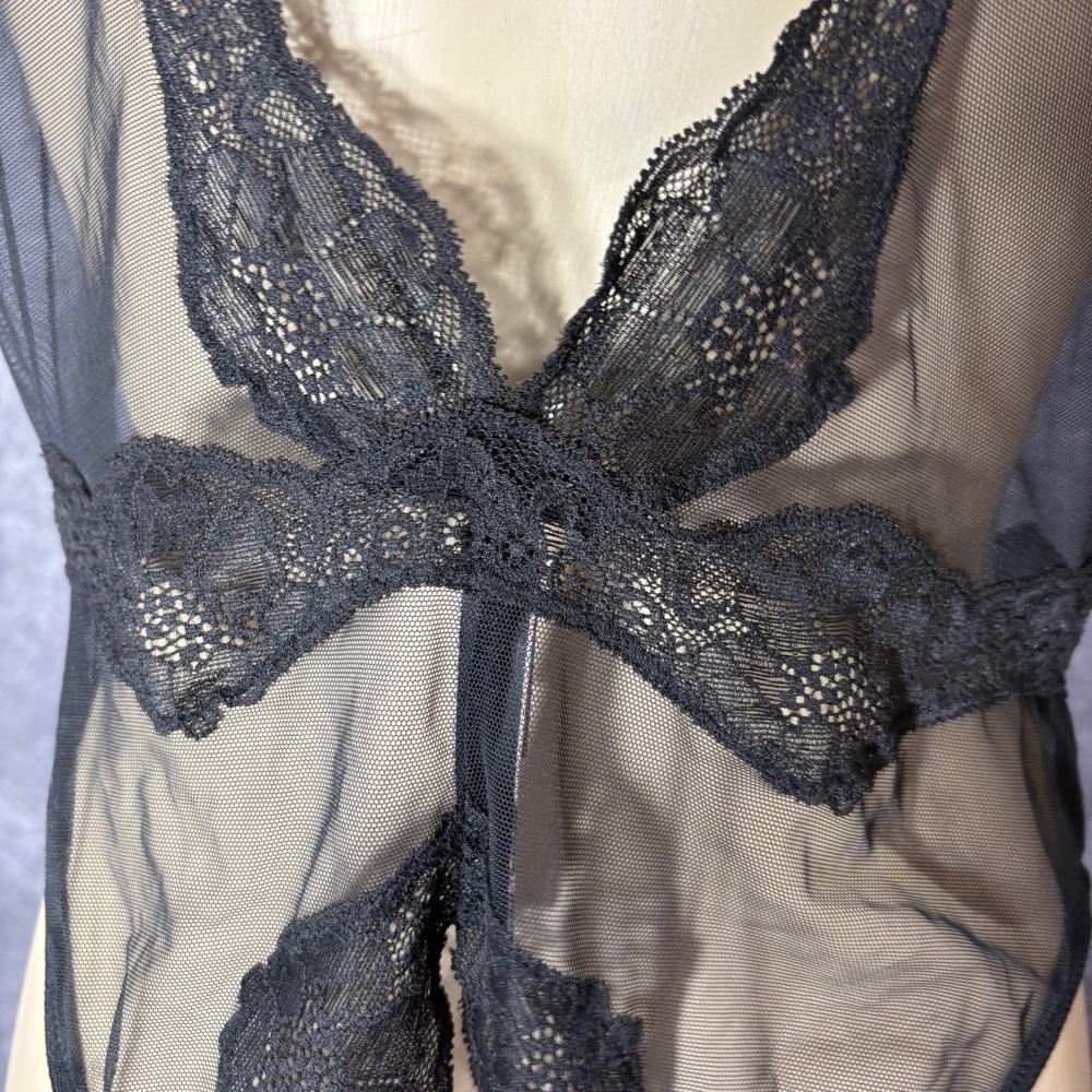 Victorias Secret Sheer Lace Mesh Crotchless Teddy Bodysuit Sz L Very Sexy - Picture 7 of 12